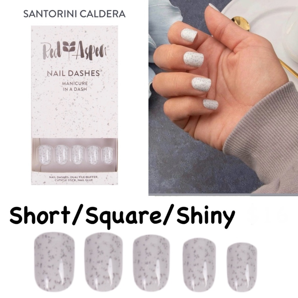 Red Aspen Santorini Caldera White Speckled Press-On Nails